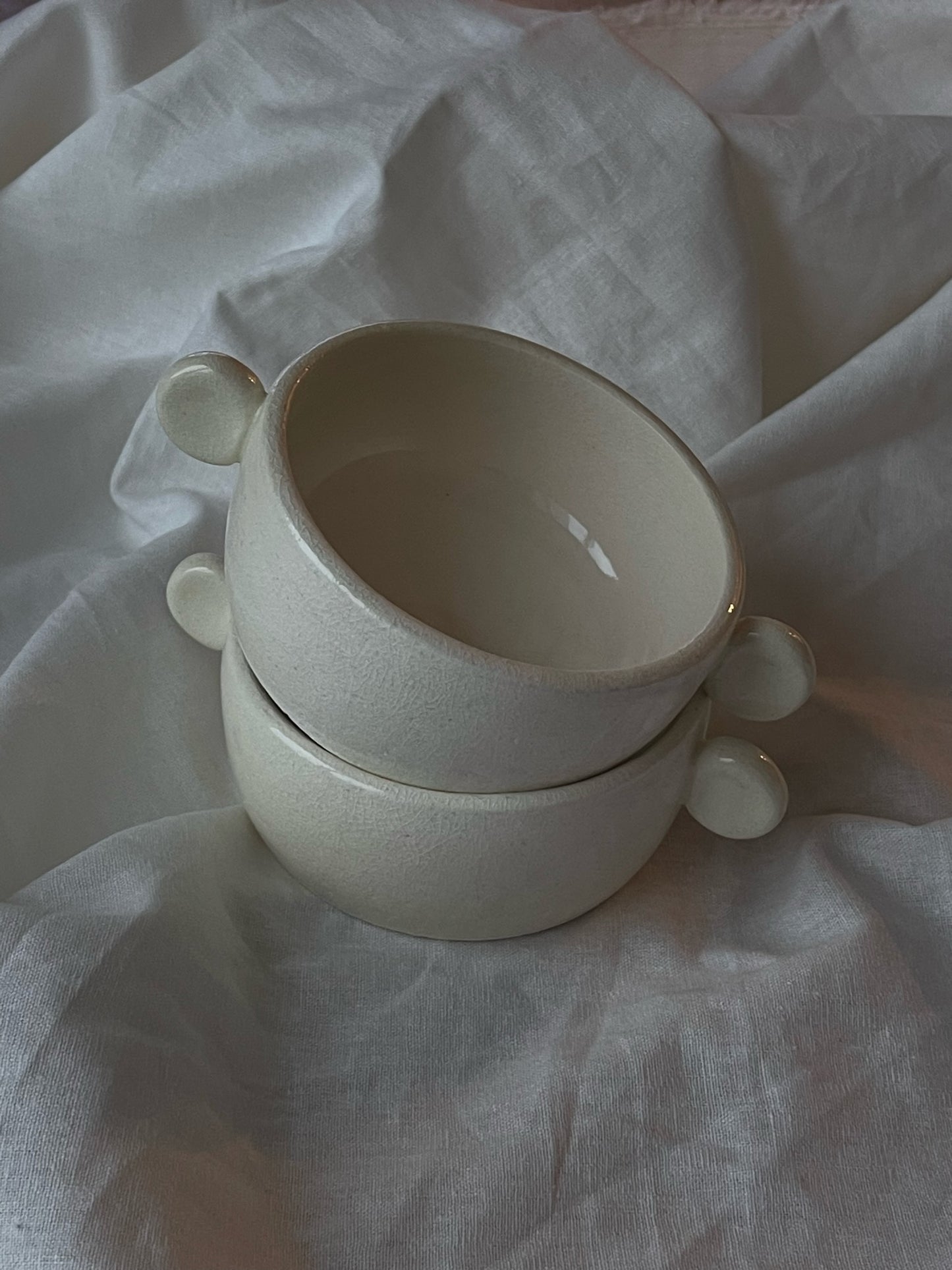 Small-sized artisanal kitchenware bowl for soups and serving