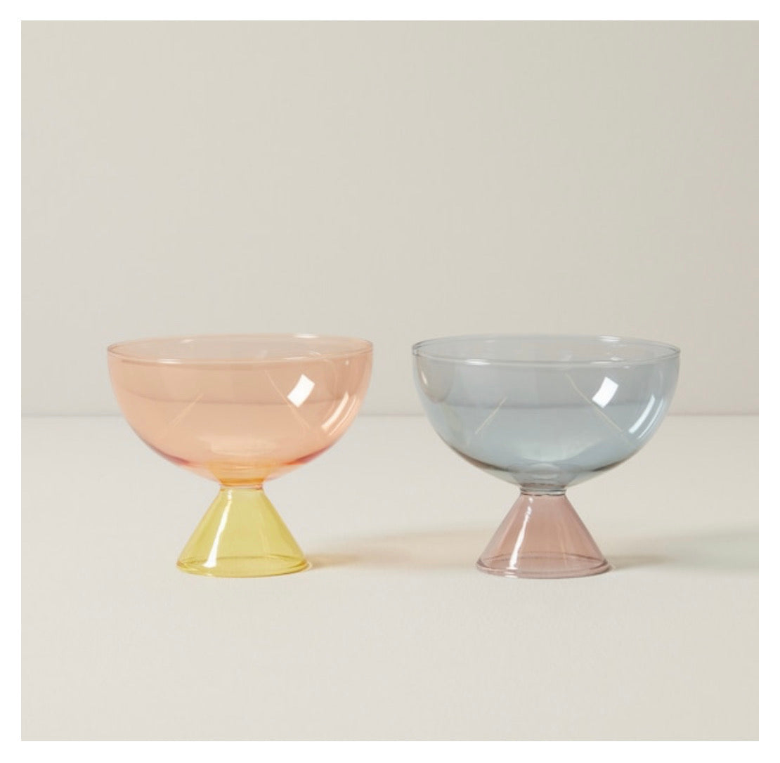 artisanal fancy glasses from ARCHIVE, coloured, tinted, for your ice cream in the summer